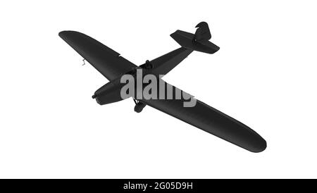 3D-Rendering eines Computermodells eines Flugzeugs, isoliert auf leer Leerraum im Hintergrund Stockfoto