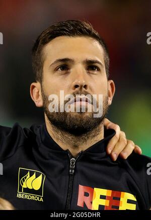 Aktenfoto vom 13-11-2015 des spanischen Jordi Alba. Ausgabedatum: Dienstag, 1. Juni 2021. Stockfoto