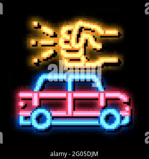 Abbildung des Leuchtsymbols „Kick Push Machine“ mit Neonlicht Stock Vektor