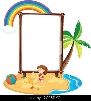 Leere Bannervorlage in isolierter Darstellung der Strandszene Stock Vektor