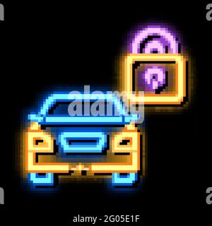 Abbildung des Symbols „Machine Safe Closed Neon Glow“ Stock Vektor