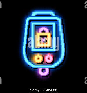 Symbol für sicheres Alarm-Vorhängeschloss mit Neonlicht Stock Vektor