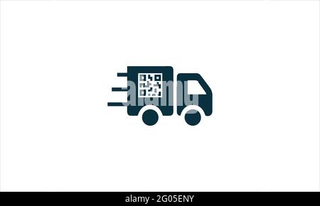 Schnelle LKW-Lieferung mit QR-Code-Symbol Logo Design Illustration Symbol Stock Vektor