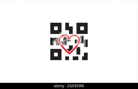 QR-Code Herz Illustrationen & Vektor-Symbol Logo Design-Symbol Stock Vektor