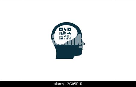 QR-Barcode im menschlichen Kopf Symbol Logo Design Vektor Illustration Stock Vektor