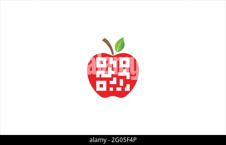 Rot Apple QR Code Logo Symbol Vektor Vorlage Illustration Design Stock Vektor