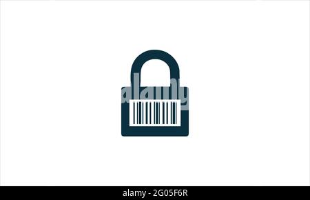 Einfaches Schloss mit QR-Code-Symbol Logo-Design-Illustration Stock Vektor