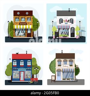 Vektorgrafik des Äußeren des Irish Pub. Flaches Design der Fassade. Bierhaus-Gebäudekonzept. Emerald zweistöckiges Restaurant im europäischen Stil Stock Vektor