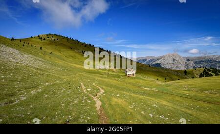 Ensija-Gebirge von der Ensija-Hütte aus gesehen (Berguedà, Katalonien, Spanien, Pyrenäen) Stockfoto