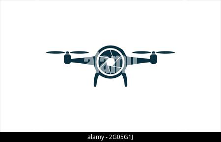 Design-Vorlage Für Das Logo Der Luftdrohne-Kamera-Fotografie. Drohne Kamera Fotografie Technologie Logo Vektor-Symbol. Stock Vektor