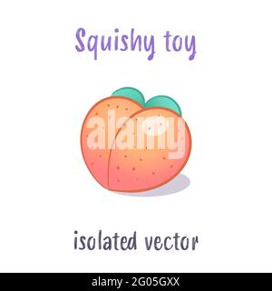 Pfirsich-Squishy - Anti-Stress-Spielzeug mit weicher Textur. Lustige Squish Anti-Angst, Entspannungsspiel für Kinder, Jugendliche und Erwachsene Stock Vektor
