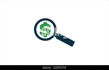 Dollarlupe Logo oder Symbol der Vektorvorlage „Search Money“ Abbildung Stock Vektor