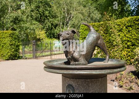 Esme Percy Fountain Hundestatue von Sylvia Gilley in Kensington Gardens, Kensington, London, W8, England, VEREINIGTES KÖNIGREICH Stockfoto