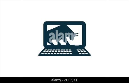 Financial Bull Logo Design Trade Bull Chart Finance Logo Economy Finance Chart Bar Business Productivity Logo Icon. Stock Vektor