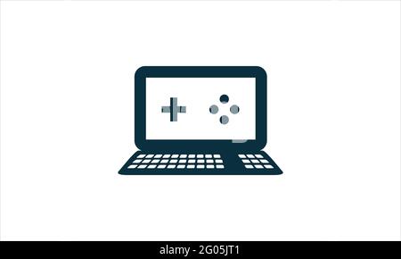 Spiele Laptop Computer Symbol Logo Vektor Vorlage Illustration Stock Vektor