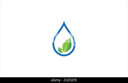 Blatt im Wassertropfen Symbol Logo Design Vektor-Vorlage Illustration Symbol Stock Vektor