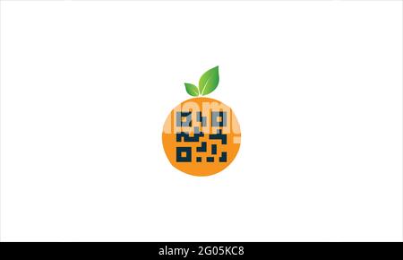 Frucht Barcode Symbol Logo Design Element oder Q R Code Vektorgrafik für Symbole im Inneren der Frucht Stock Vektor