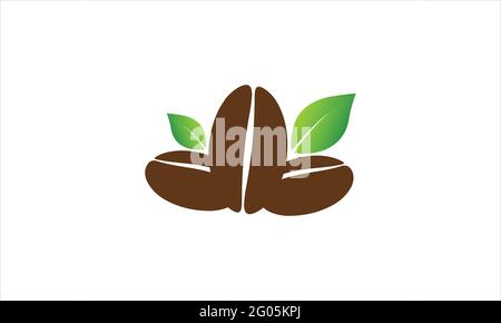Grüne Kaffeeblatt Bohnen Symbol Logo Design Vektor Illustration Stock Vektor