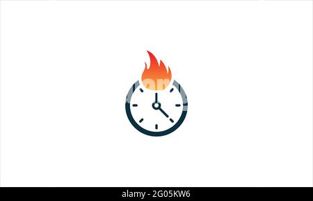 Hot Time Icon Logo Design Element oder Uhr mit Feuer Vektor-Illustration für Flame Logo-Vorlagen Stock Vektor