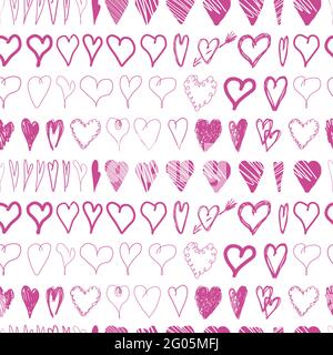 Hearts Kollektion. Gezeichnete Doodle Hearts auf weißem Hintergrund. Vektordarstellung isoliert Stock Vektor