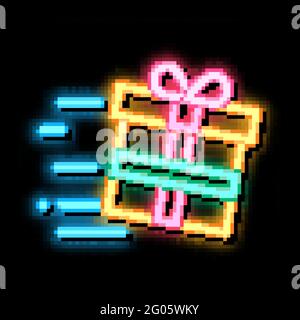 Geschenk mit Speed of Light Neon Glow Icon Illustration Stock Vektor