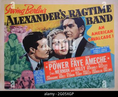 TYRONE MACHT ALICE SAYE UND DON AMECHE IN ALEXANDER'S RAGTIME BAND 1938 Regisseur HENRY KING Songs Irving Berlin kostümiert Gwen Wakeling Twentieth Century Fox Stockfoto