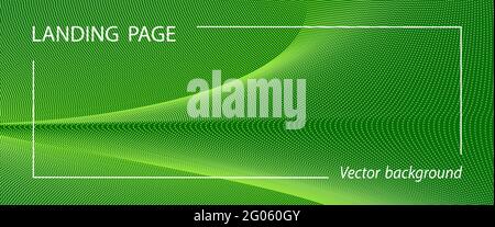 Leuchtend grüne, gelbe Landing Page, Bannervorlage. Konzept für grüne Energie. Abstraktes Punktmuster. Hintergrunddesign mit hellen Punkten. Vektorlinien Stock Vektor