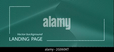 Grünes Banner, Präsentation, Landing Page-Vorlage. Gepunktetes Wellenmuster. Abstrakter Hintergrund, Lichtflecken. Vector-Technologielinien. Design für Website Stock Vektor