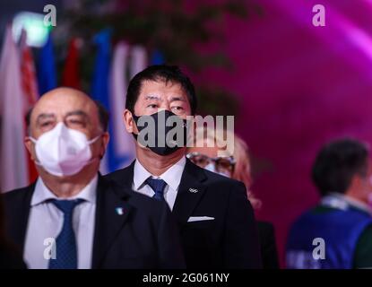 Watanabe Morinari FEIGENPRÄSIDENT während der rhythmischen Gymnastik FEIGENWELTCUP 2021 Pesaro in der Vitrifrigo Arena, Pesaro, IT / LM Stockfoto