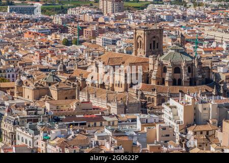 Blick auf die Kathedrale von Granada, Spanien Stockfoto