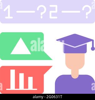 Student antwortet Frage Vektor flache Farbe Symbol Stock Vektor