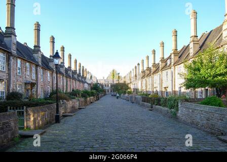 14. jahrhundert Vikar in der Nähe neben der Kathedrale von Wells, Wells, Somerset, England, Vereinigtes Königreich Stockfoto