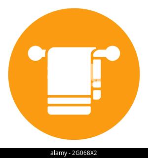 Handtuch im Hakenvektor weißes Glyphen-Symbol. Hotelschild. Graph-Symbol für Reise- und Tourismus-Website und Apps Design, Logo, App, UI Stock Vektor