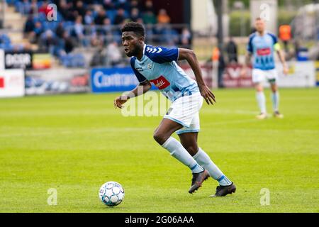 Haderselv, Dänemark. Mai 2021. Victor Ekani (29) von SonderjyskE beim 3F Superliga-Spiel zwischen SonderjyskE und AAB im Sydbank Park in Haderslev. (Foto: Gonzales Foto: Gastón Szerman). Stockfoto