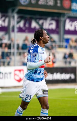 Haderselv, Dänemark. Mai 2021. Jeppe Simonsen (21) von SonderjyskE während des 3F Superliga-Spiels zwischen SonderjyskE und AAB im Sydbank Park in Haderslev. (Foto: Gonzales Foto: Gastón Szerman). Stockfoto