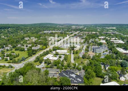 Luftaufnahme des Bürogeschäftsparks außerhalb von Philadelphia, Pennsylvania, USA Stockfoto