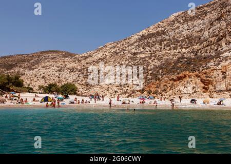 Strand Livadaki, Insel Folegandros, Kykladen, Ägäis, Griechenland, Europa Stockfoto