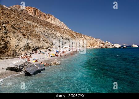 Katergo Strand, Folegandros Insel, Kykladen, Ägäis, Griechenland, Europa Stockfoto