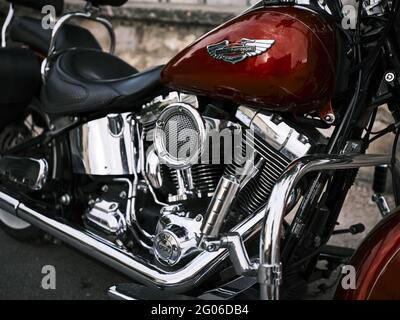 SKRADIN, KROATIEN - 29. Mai 2021: Harley Davidson Bike Nahaufnahme - Motor Stockfoto