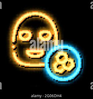 Gesichtsmaske Honeycomb Neon leuchten Symbol Illustration Stock Vektor