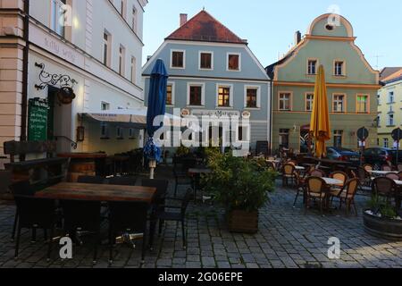 Amberg, Bayerm. Oberpfalz ein Spaziergang durch das mittelalterliche Zentrum Ambergs verzaubert sowie Kulturliebhaber als auch Shoppingfreunde. Stockfoto