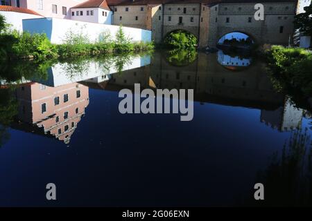 Amberg, Bayerm.Oberpfalz ein Spaziergang durch das mittelalterliche Zentrum Amberg mit Stadtbrille verzaubert sowohl Kulturliebhaber als auch shoppin Stockfoto