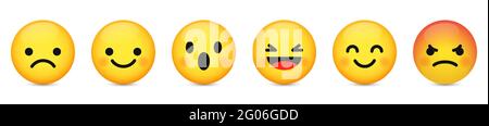 Set von niedlichen Emoji-Symbol. Design für soziale Netzwerke. Vektorgrafik isoliert auf Weiß Stock Vektor