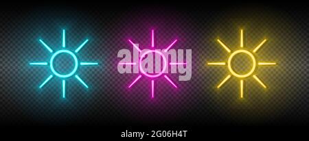 Sun Blue, Pink und Yellow Neon Vektor-Icon-Set Stock Vektor
