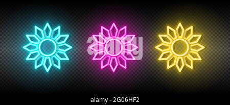 Sun Blue, Pink und Yellow Neon Vektor-Icon-Set Stock Vektor