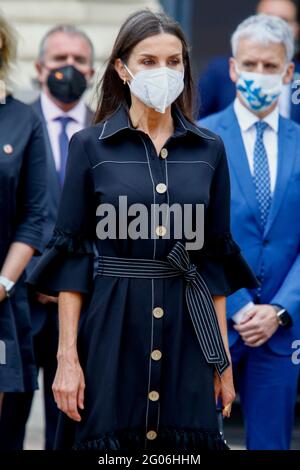 Vitoria, SPANIEN. Juni 2021. **KEIN SPANIEN** Königin Letizia von Spanien bei der Einweihung des Gedenkzentrums für Terrorismusopfer in Vitoria, Spanien, am 1. Juni 2021. Kredit: Jimmy Olsen/Media Punch/Alamy Live Nachrichten Stockfoto