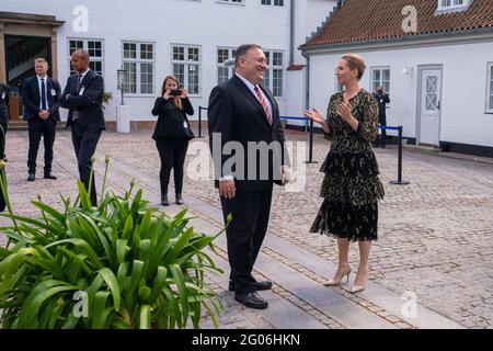 Der US-Außenminister Michael R. Pompeo trifft sich am 22. Juli 2020 in Kopenhagen mit der dänischen Premierministerin Mette Frederiksen Stockfoto