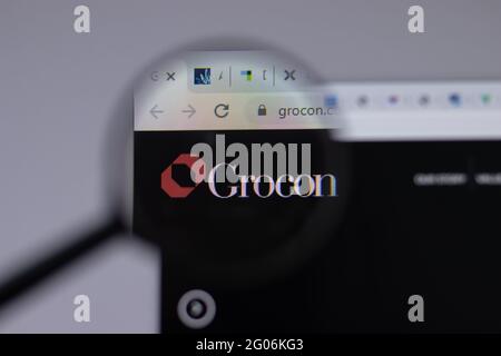 Los Angeles, California, USA - 1. Juni 2021: Grocon-Logo oder -Symbol auf Website-Seite, illustrative Editorial Stockfoto