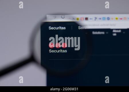 Los Angeles, Kalifornien, USA - 1. Juni 2021: Securitas-Logo oder -Symbol auf Website-Seite, illustratives Editorial Stockfoto