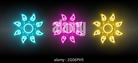Sun Blue, Pink und Yellow Neon Vektor-Icon-Set Stock Vektor